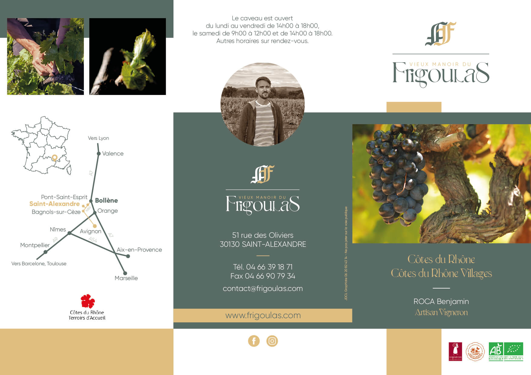 Dépliant recto Vieux Manoir du Frigoulas